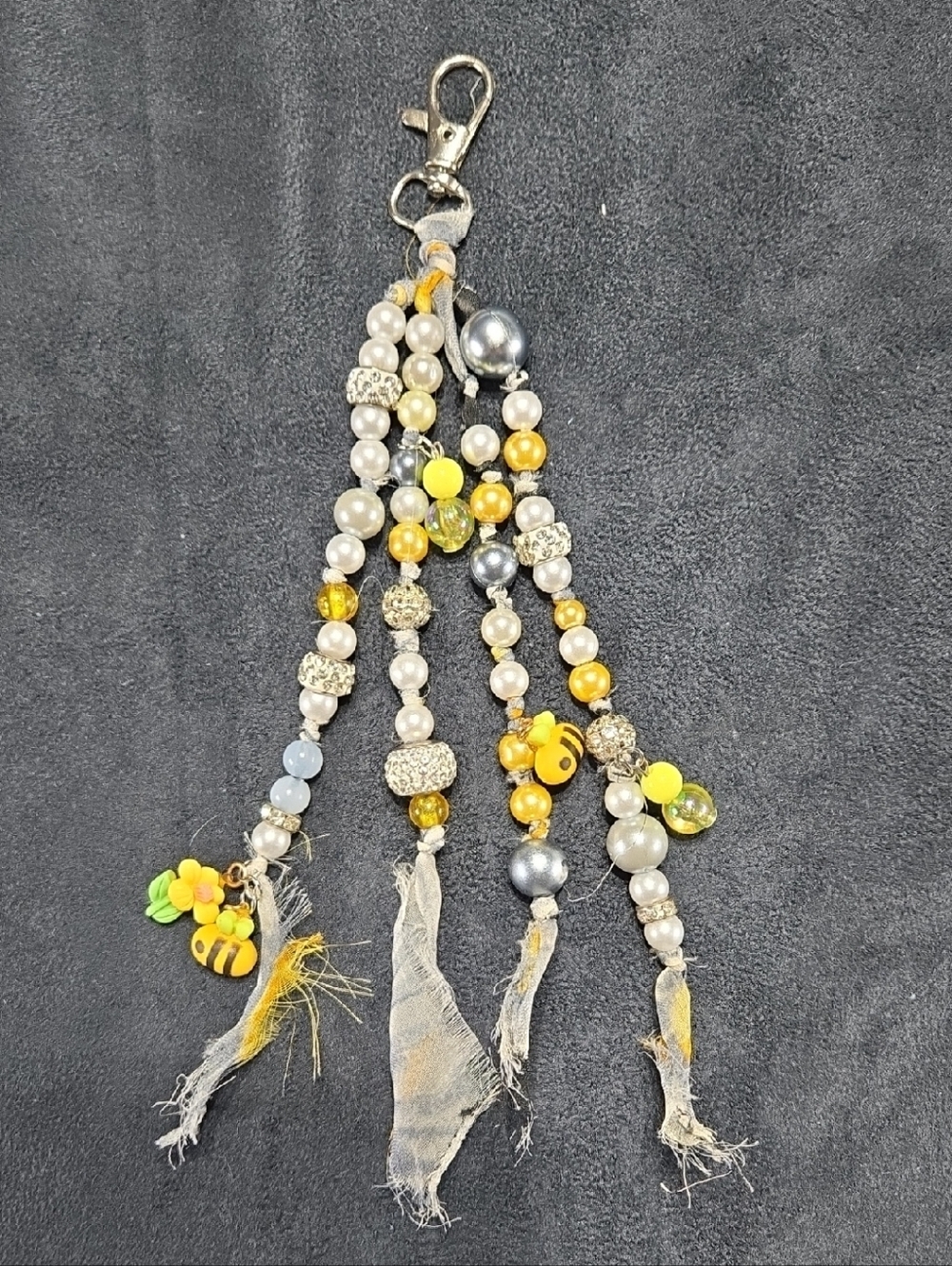 Yellow Pearl & Charm Beaded Pull